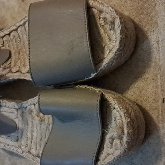 Vince Edie Leather Espadrille Gray 9 Casual  Boho Vacaay Festival Neutral Preown - Picture 4 of 10